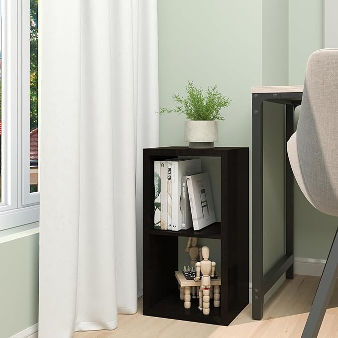 CTESNE【2026 Wooden Thick Frame 2 Cube Storage Organizer Shelf with Anti-Tipping Kits + Reversible Open Back Bookcase, Horizon