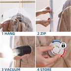 Hanging Vacuum Storage Bags, 6 Pack Hanging Storage Bags for Clothes With Electric Pump, Vacuum Sealed for Suits, Dress, Jack