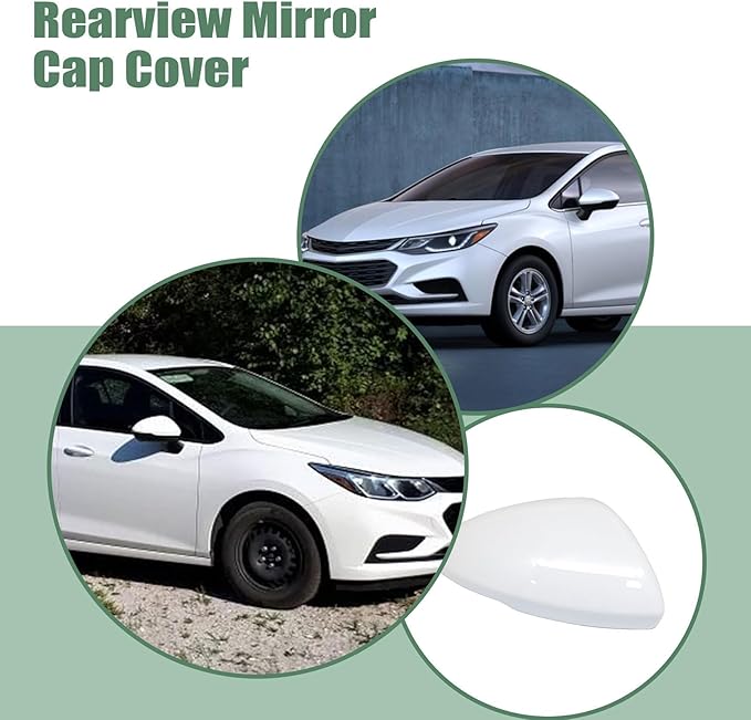 Front Right White Exterior Mirror Covers, Fit for Chevy Cruze 2017 2018 2019 Passenger Side Door Rearview Mirror Cover Caps