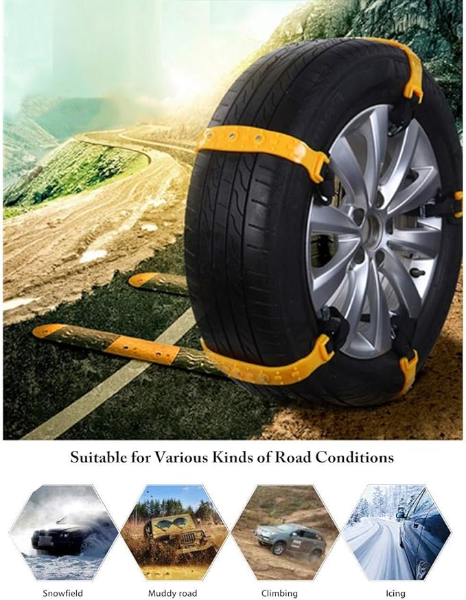 Snow Chains for SUV Car Anti Slip Adjustable Universal Emergency Thickening Anti Skid Tire Chain,Winter Driving Security Chai