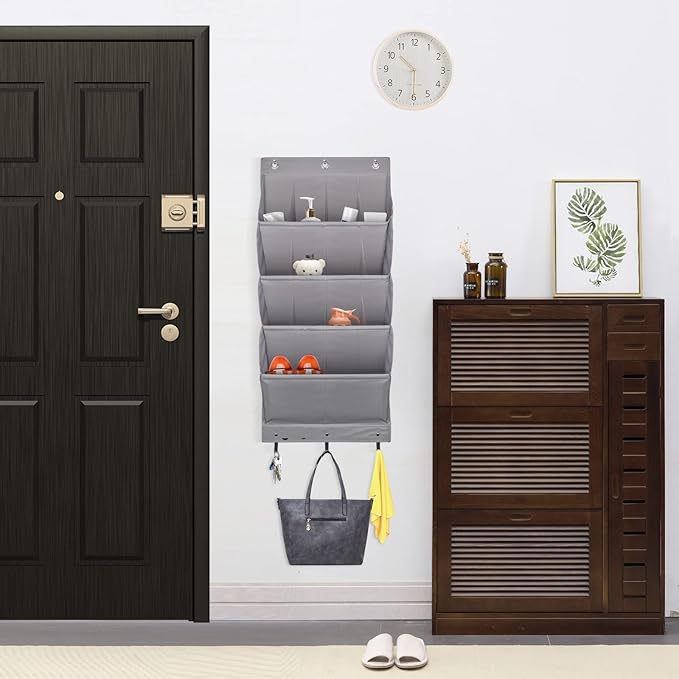 FENTEC 2 Pack Over the Door Shoe Organizer, Hanging Shoe Organizer Rack,24 Large Pockets and 4 Larger Storage Various Compart