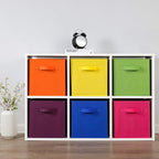 Stero Fabric Storage Bins 6 Pack Fun Colored Durable Storage Cubes with Fabric Handles Foldable Cube Baskets for Home, Kids R