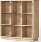 Joaxswe 9 Cube Storage Book Shelf, 41" Tall Organizer Bookshelf with Curved Edge, Modern Floor Standing 3-Tier Cubby Bookcase