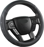 GIANT PANDA Car Steering Wheel Cover for Ford - F150 F250 F350 Expedition, (15.5-16 inches - Black+Gray Line)