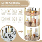MOKANI 360 Rotating Makeup Organizer for Vanity, 3 Tier Adjustable Perfume Organizer for Dresser, Multi-Function Spinning Cos