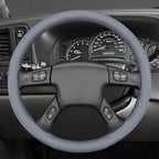 MEWANT Hand Stitch Steering Wheel Cover for Chevy Silverado 1500 2500 3500 2003-2006 Silverado Classic 2007 Trailblazer 2002-2009 Custom Grey Genuine Leather Interior Accessory Wrap Restoration Kit