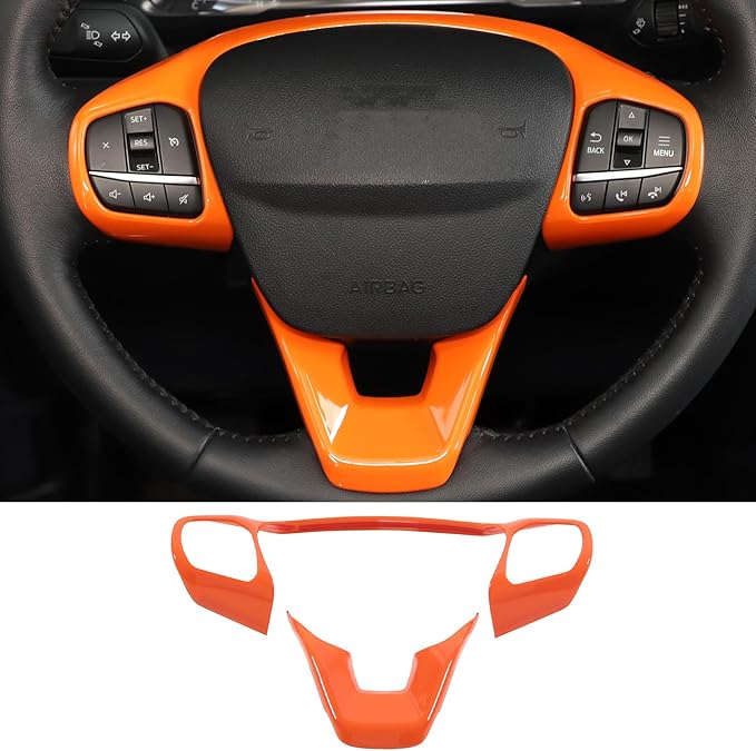 TOYCIDFG Steering Wheel Cover Trim Compatible with Ford Maverick 2022-2025 Car Interior Decoration Accessories (Orange)