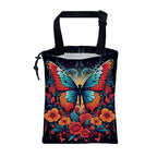 Car Garbage Bag Colorful Butterfly with Flowers Hanging Canvas Car Trash Bag Waterproof Drawstring Car Back Seat Organizer for Car Back Front Seat Console with Adjustable Buckle