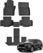 Auxko All Weather Floor Mats Fits for Mazda CX-90(Include PHEV) 2026 2025 2024 6&7 seat 3 Rows TPE Rubber Liners Accessoires for Mazda CX90 All Season Guard Odorless Anti-Slip Mats