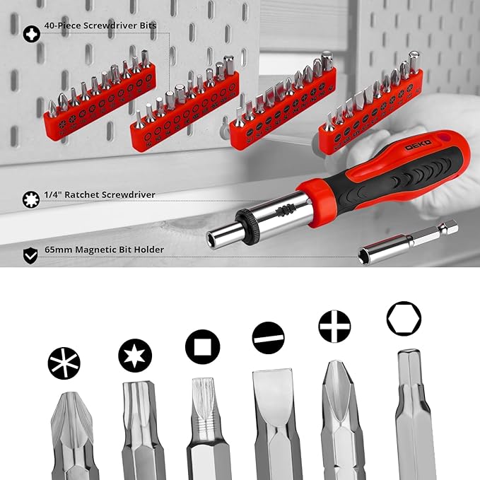 DEKOPRO Tool Set:228 Piece Home Tool Kit, Household Basic Repair Tool Set Comes with Plastic Storage Case, Socket Wrench Set 