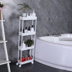 Sooyee 4 Tier Slim Storage Cart Mobile Shelving Unit Organizer Slide Out Storage Rolling Utility Cart Tower Rack for Kitchen 