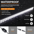 12V LED Interior Light Bar Kit Dimmable IP67 Waterproof Camping String Lights, 4 Bars White Aluminum Magnetic Mount Exterior Lights for RV, Camping Tent,Car