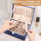 Jewelry Organizer Box PU Leather Jewelry Box for Girls Womens Earring Organizer Boxes 2 Layer Large Jewelry Storage Case Remo
