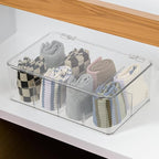 ZEXALOR Clear Tea Bag Organizer, Dresser Organizers Drawer Organzier Storage Container with Removable Dividers, Plastic Stora