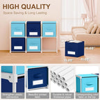 Geelin 6 Blue Cube Storage Organizer with Fabric Bins and Labels, 11 Inch Collapsible Toy Organizer Shelf Storage Bins Dresse