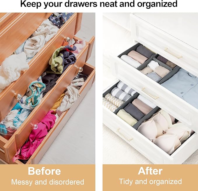 Fordonral 16 Pack Drawer Organizer Clothes, Foldable Fabric Dresser Organizer Closet Organizers and Storage Box for Underwear