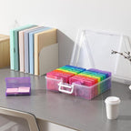 novelinks Transparent 4" x 6" Photo Cases and Clear Craft Keeper with Handle, 16 Inner Photo Organizers & Photo Storage Box, 