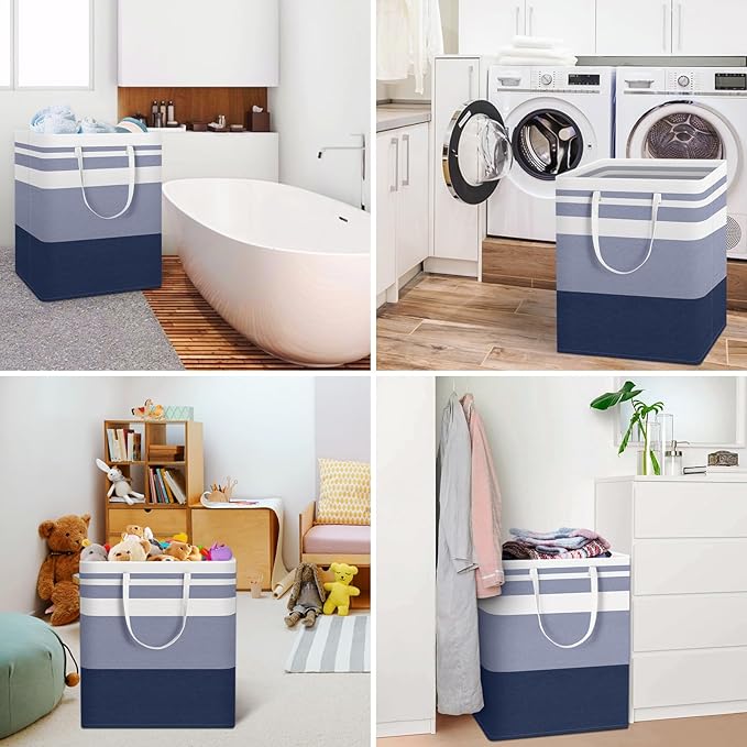 HomeHacks 2-Pack Large Laundry Basket, Waterproof, Freestanding Laundry Hamper, Collapsible Tall Clothes Hamper with Extended