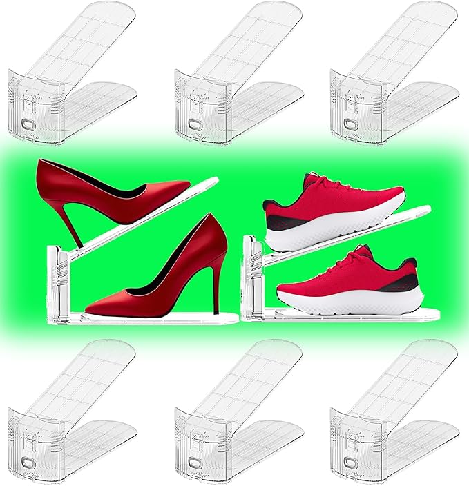 Shoe Slots Organizer for Closet 8PACK Shoe Stacker Adjustable Shoe Slots Organizer Shoe Space Savers Double Layer Stack Shoe 