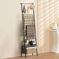 Blanket Ladder Towel Rack with Storage Shelf and Hooks, Decorative Scarf Rack, Throw Blanket Holder Ladder Shelves for Bathro