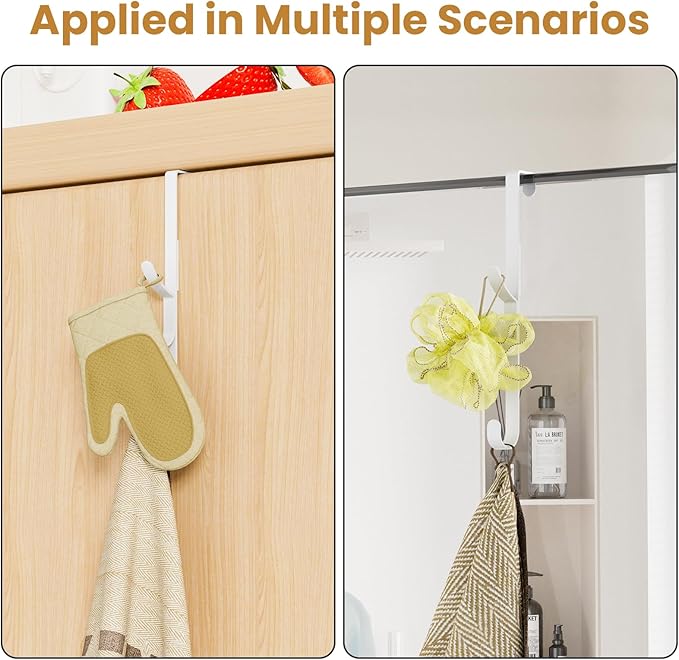 Over The Door Hooks Hanger,Over The Door Towel Hook Organizer Hanging for Coat Clothes Backpack hat Purse Metal Towel Rack Ba