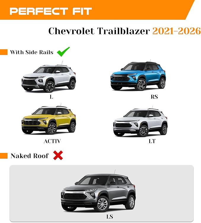 Snailfly 330 lbs Lockable Roof Rack Cross Bars Fit for 2021-2026 Chevy Chevrolet Trailblazer with Side Rails (Not for LS), Aluminum Crossbars Cargo Carrier, Rooftop Accessories for Bike Kayak Skis