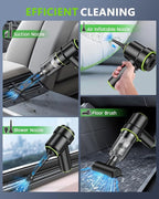 CODN Handheld Car Vacuum Portable Cordless 12000PA, 2 in 1 Handheld Vacuum Cleaner and Air Duster with Multi-Nozzles and LED 