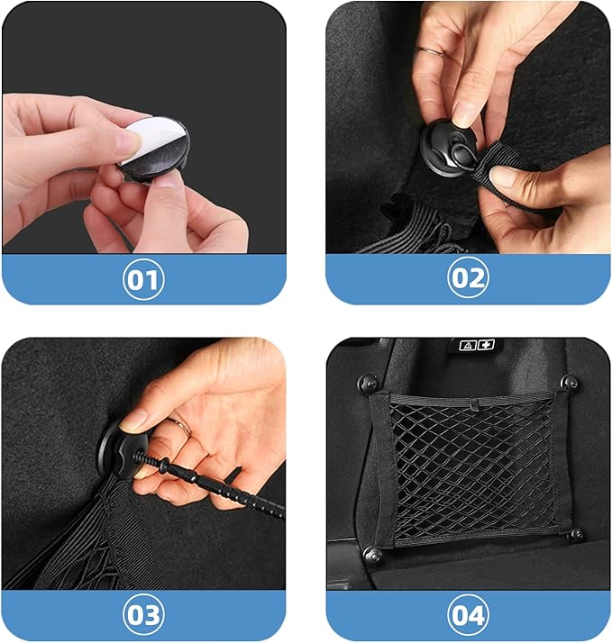 Universal Mesh Cargo Net for Car Trunk Storage,2 Pack Elastic Small Cargo Net Pocket Organizer Pouch Bag,Stretchable