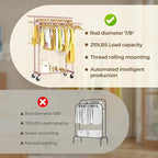HYSEYY Double Rods Clothes Rack, Sturdy Rolling Clothing Rack, Portable Clothing Racks for Hanging Clothes - Metal Garment Ra