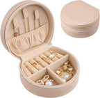 ProCase Travel Size Jewelry Box, Mini Portable Seashell-Shaped Jewelry Case, 2 Layer Organizer in PU Leather for Women -Champ