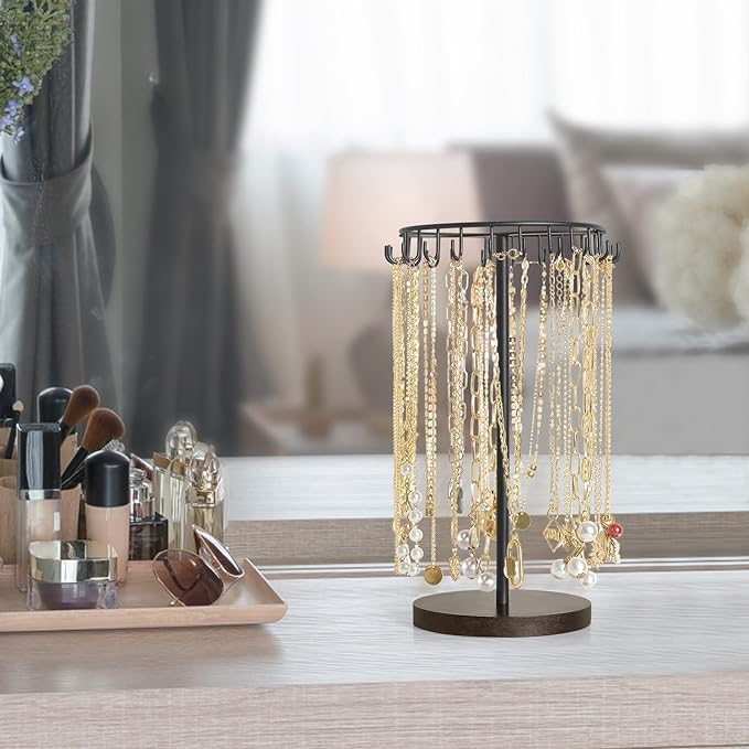 Mkono Necklace Holder Metal Jewelry Display Stand Necklace Organizer with 22 Hooks for Storage and Hanging Bracelet Keychain 