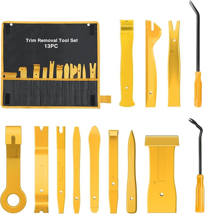 GOOACC 13PCS Nylon Trim Removal Tool Set for Bumper Fastener Rivet Clips Car Door Clip Panel Audio Video Dashboard Dismantle 