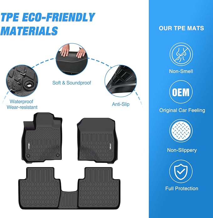 Nilight TPE Floor Mats for Honda HR-V (HRV) 2023 2024 2025 2026,All Weather Custom Fit Heavy Duty Floor Liners