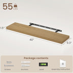 Vivelove 40 Inch Floating Shelves for Wall, 39.4x9 Display Shelves for Bathroom Living Room Kitchen Bedroom Office Farmhouse 