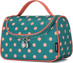 Yeiotsy Travel Cosmetic Bag for Women – Polka Dot Makeup Bag Organizer & Hanging Toiletry Bag