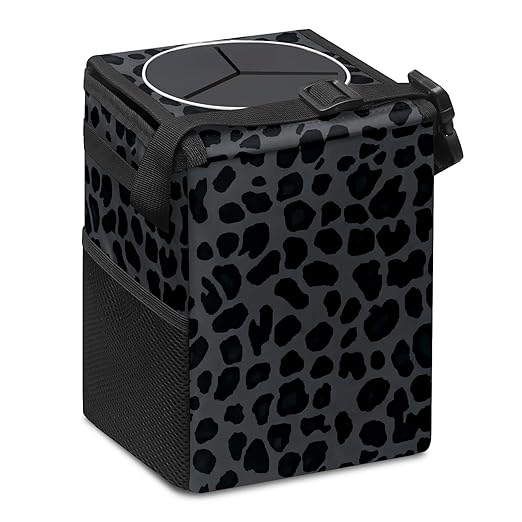 Car Trash Can – Multi-Purpose, Lightweight and Portable with Durable Water-Resistant Coating, No Installation Required, Practical and Ample Capacity, Variety of Colors.Black Leopard Print
