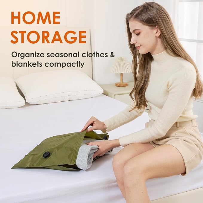 Vacuum Storage Bags with Electric Pump & Hand Compression, 4 Pack Heavy Duty Vacuum Seal Bags for Clothing, Bedding, Space Sa