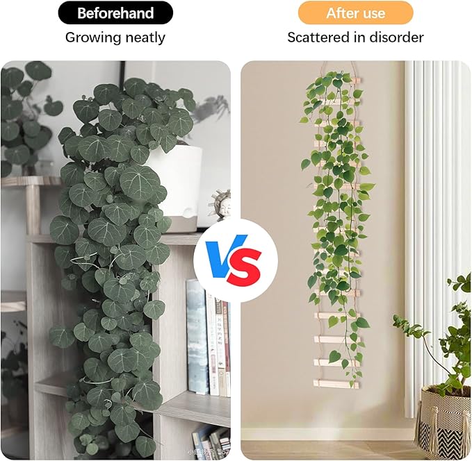 Wooden Rope Ladder Wall Hang, 1 Piece 7.87x59in Wooden Branch Ladder Climbing Plants Trellis Hanging Ornaments Ladder for Hom