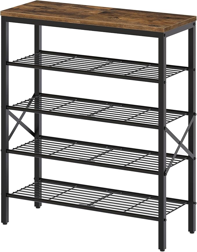 YATINEY 5-Tier Shoe Rack, Shoe Storage for Entryway and Closet, Free Standing Shoe Organizer with Metal Mesh Shelves, 16-20 P