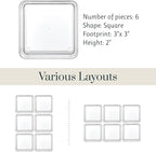 STORi SimpleSort 6-Piece Stackable Clear Drawer Organizer Set | 3" x 3" x 2" Square Trays | Small Makeup Vanity Storage Bins 