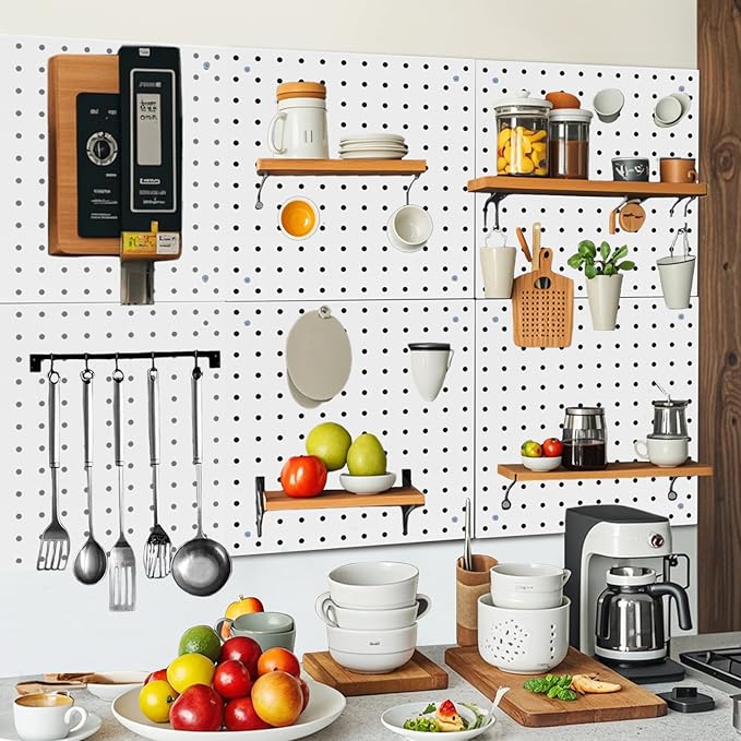 6 Pack Steel Peg Board,Universal 1/8 and 1/4 Pegboard Accessories,Ideal for Garage Tool Storage, Office Organization, Craft R