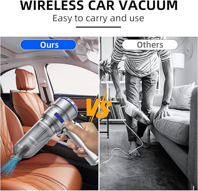 Portable Car Vacuum - 22000PA Cars Vacuum Cleaner High Power 4 in 1 Compressed Air Duster & Air Blower & Pump Hand Held Vacuu