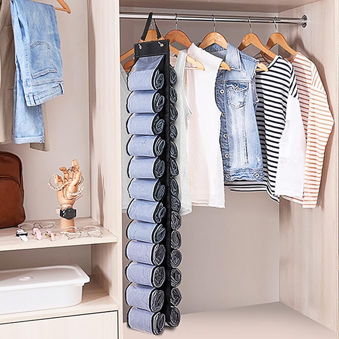 DHSFKBE Legging Organizer Storage - 2PCS T Shirt Organizer, Hanging Closet Organizers and Storage with 26 Roll Independent Co
