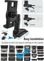 CD Tablet Holder Height Adjustable, CD Slot Tablet Mount for Car [Telescopic Arm 4.7"] Vehicle CD Player Tray Cradle for iPad Pro Air Mini, Galaxy Tabs, iPhone, 4-12.9" Tablets & Phones