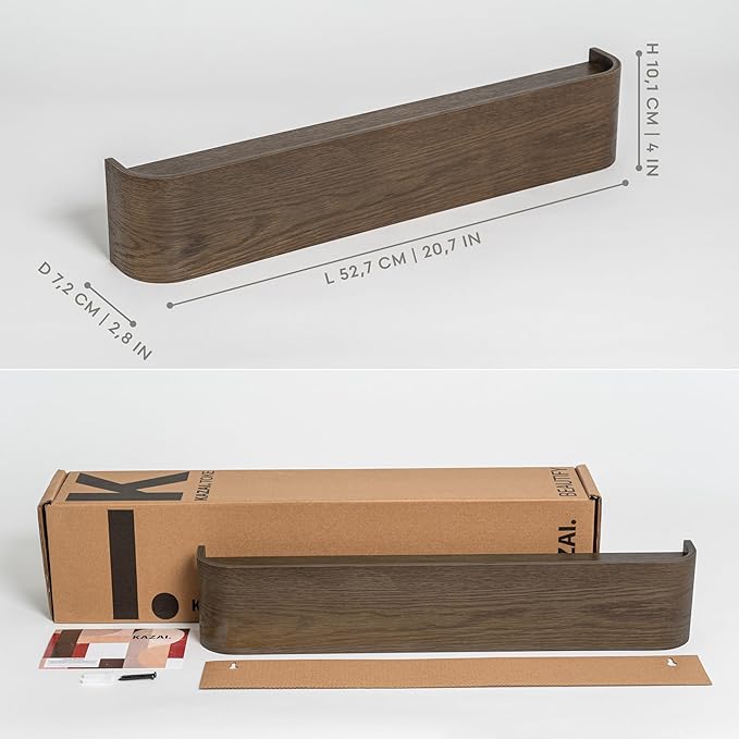 Kazai. Wall-Mounted Coat Rack 'Toke' - Modern Design Coat Rack with Hidden Wall Hooks - Solid Wood Veneer Panel Coat Hanger -