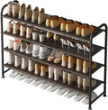 INGIORDAR Shoe Rack 4 Tier Long Storage Organizer Wide Metal Shoe Shelf for Closet Entryway Brown