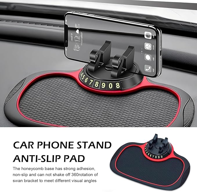 leechio 1 PC Multifunctional Car Anti-Slip Mat, Anti-Slip Rubber Dashboard Storage Pad and Phone Holder, with Temporary Parki