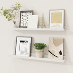Picture Ledge Shelf, Solid Pine Wood Floating Shelves Set of 2, 24 Inches Nursery Book Shelves for Toys Storage, Kids Bookshe