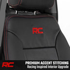 Rough Country Leather Seat Covers for Chevy Silverado 1500 & GMC Sierra 1500 Crew Cab (2019–2026) – Front Buckets & 60/40 Rea