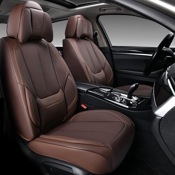 Coverado Universal Seat Covers Front, Universal Seat Covers for Cars, 2-Pack Waterproof Nappa Leather Car Seat Covers with He